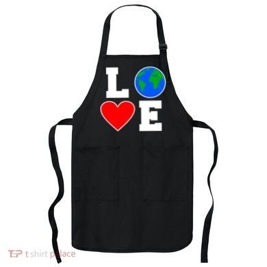 Love Earth Day Globe Heart Science Apron