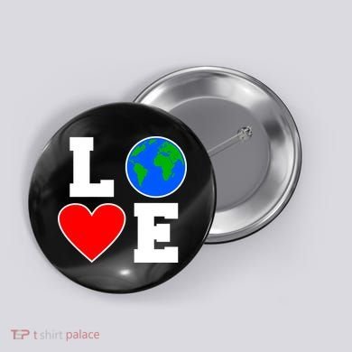 Love Earth Day Globe Heart Science Button