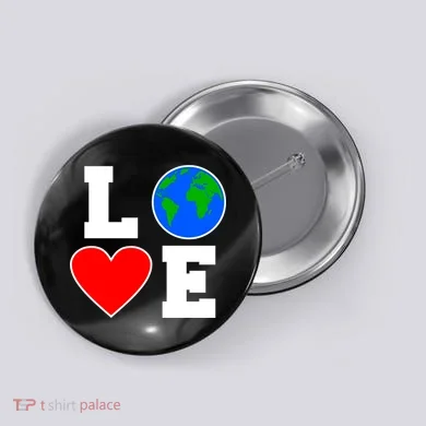 Love Earth Day Globe Heart Science Button