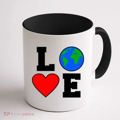 Love Earth Day Globe Heart Science Coffee Mug back