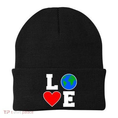 Love Earth Day Globe Heart Science Beanie