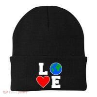 Love Earth Day Globe Heart Science Beanie thumb 0