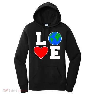 Love Earth Day Globe Heart Science Women's Hoodie