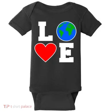 Love Earth Day Globe Heart Science Baby Bodysuit