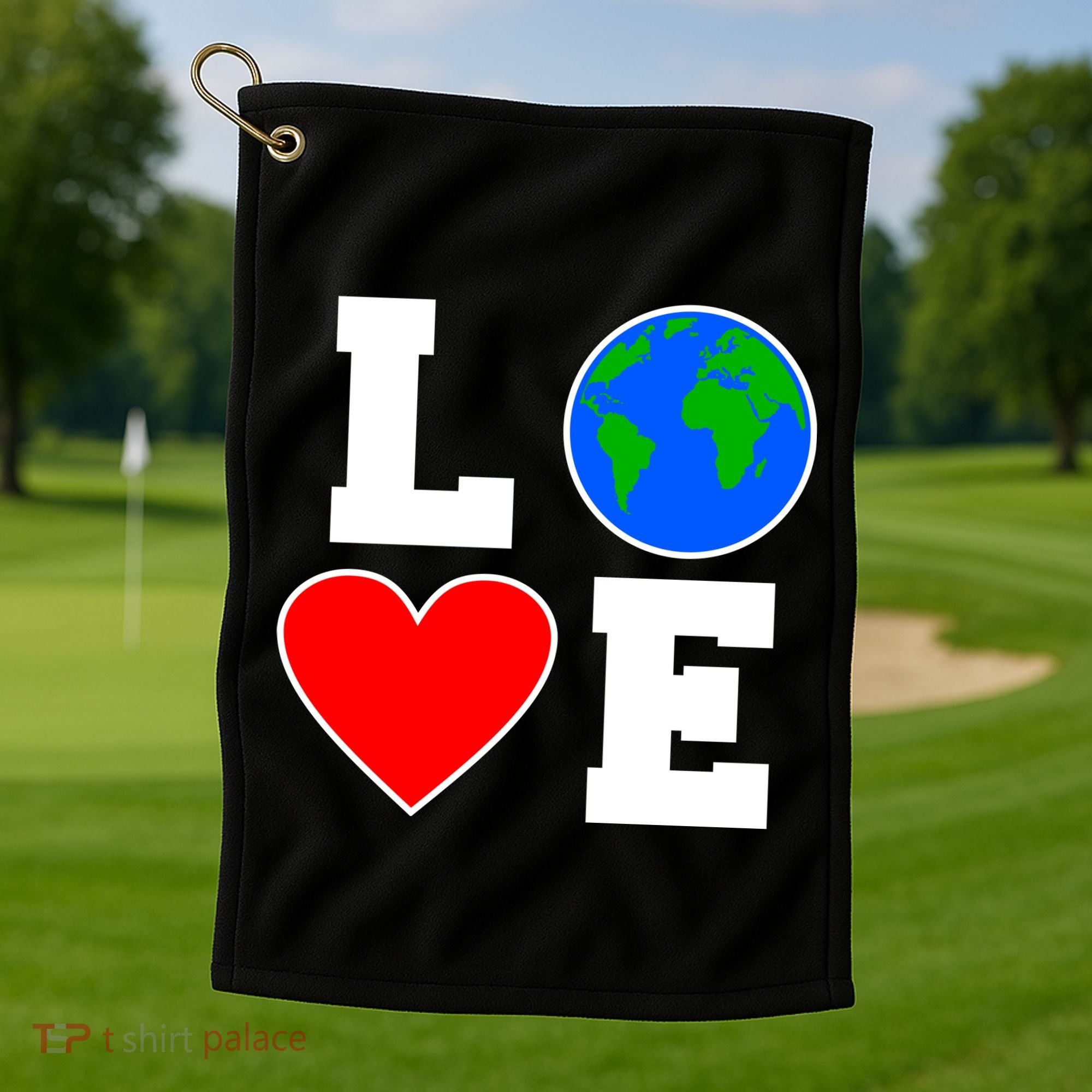 Love Earth Day Globe Heart Science Golf Towel