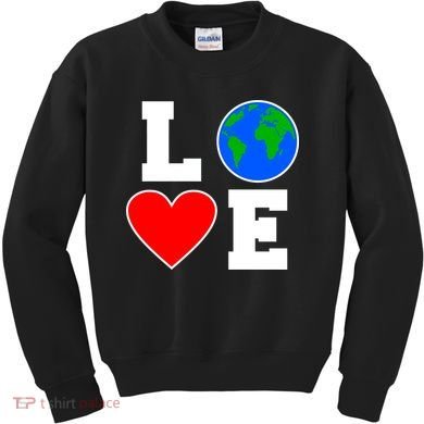 Love Earth Day Globe Heart Science Kids Sweatshirt