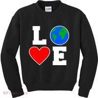 Love Earth Day Globe Heart Science Kids Sweatshirt thumb 0
