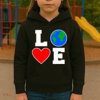 Love Earth Day Globe Heart Science Kids Hoodie thumb 3