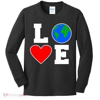Love Earth Day Globe Heart Science Kids Long Sleeve Shirt