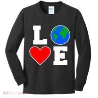 Love Earth Day Globe Heart Science Kids Long Sleeve Shirt thumb 0