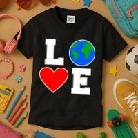 Love Earth Day Globe Heart Science Kids T-Shirt thumb 3
