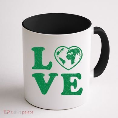 Love Earth Distressed Heart Coffee Mug back