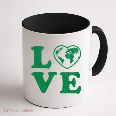 Love Earth Distressed Heart Coffee Mug back