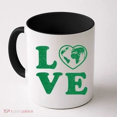 Love Earth Distressed Heart Coffee Mug
