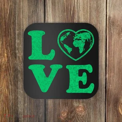 Love Earth Distressed Heart Coaster