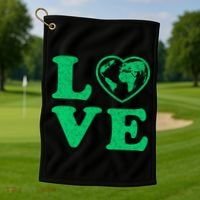 Love Earth Distressed Heart Golf Towel thumb 1