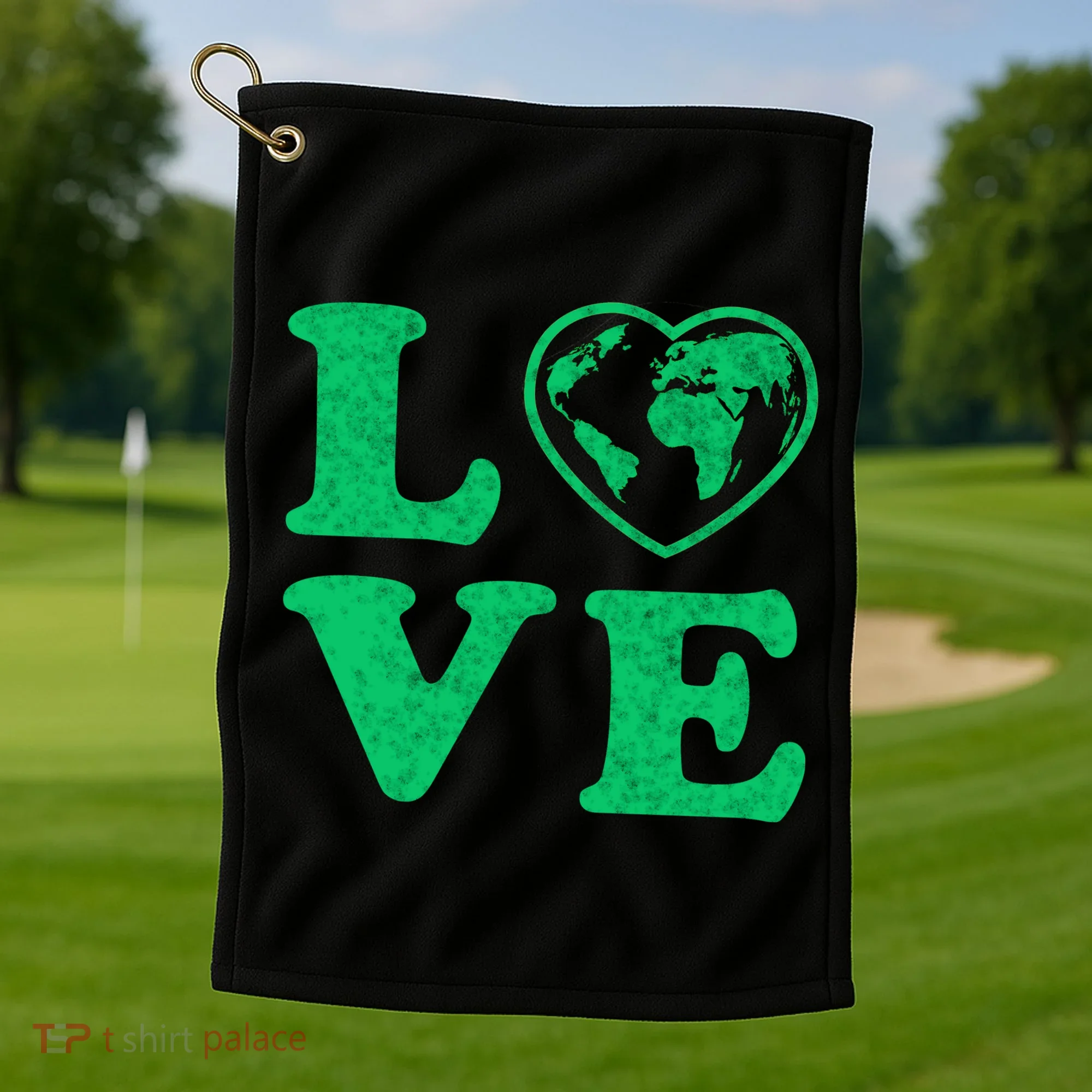 Love Earth Distressed Heart Golf Towel