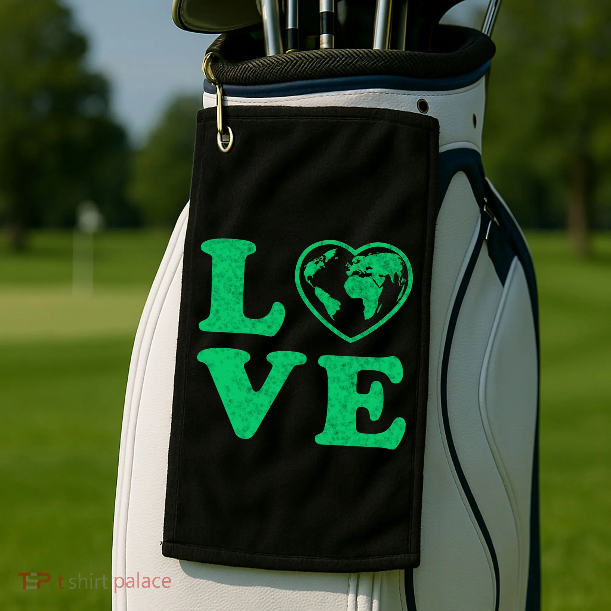 Love Earth Distressed Heart Golf Towel