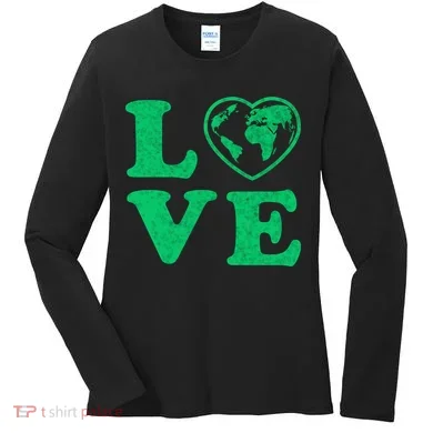 Love Earth Distressed Heart Women's Long Sleeve Shirt