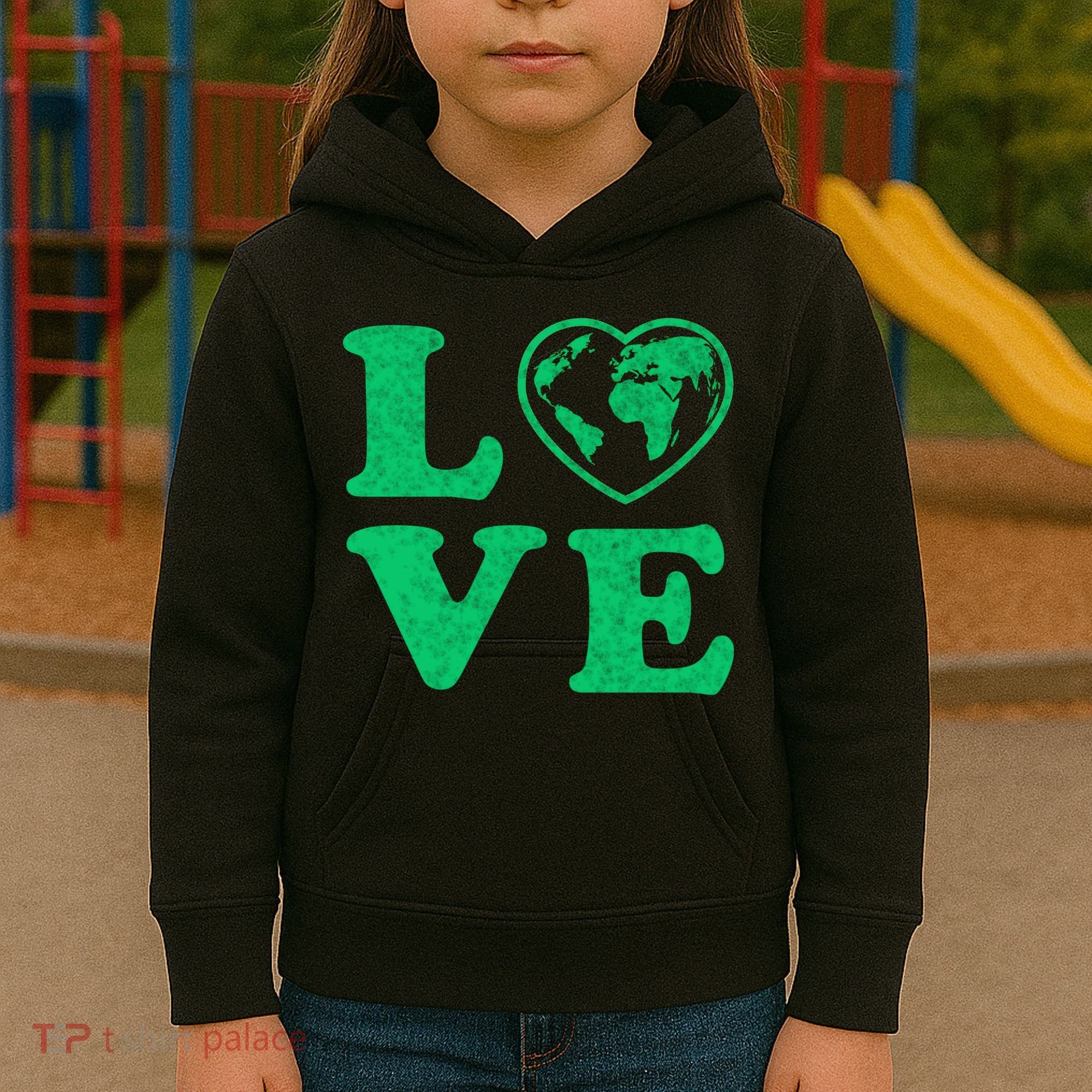 Love Earth Distressed Heart Kids Hoodie