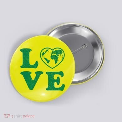Love Earth Distressed Heart Button