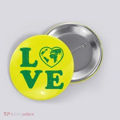 Love Earth Distressed Heart Button
