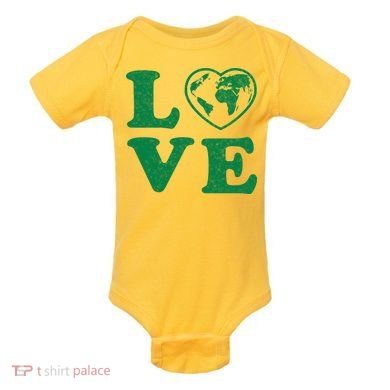 Love Earth Distressed Heart Baby Bodysuit