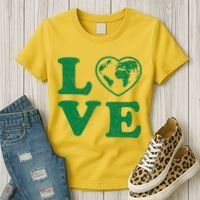 Love Earth Distressed Heart Women's T-Shirt thumb 3