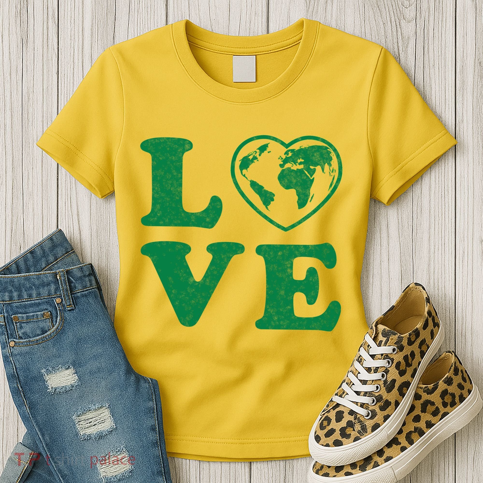 Love Earth Distressed Heart Women's T-Shirt