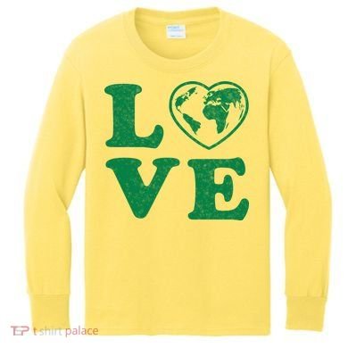 Love Earth Distressed Heart Kids Long Sleeve Shirt