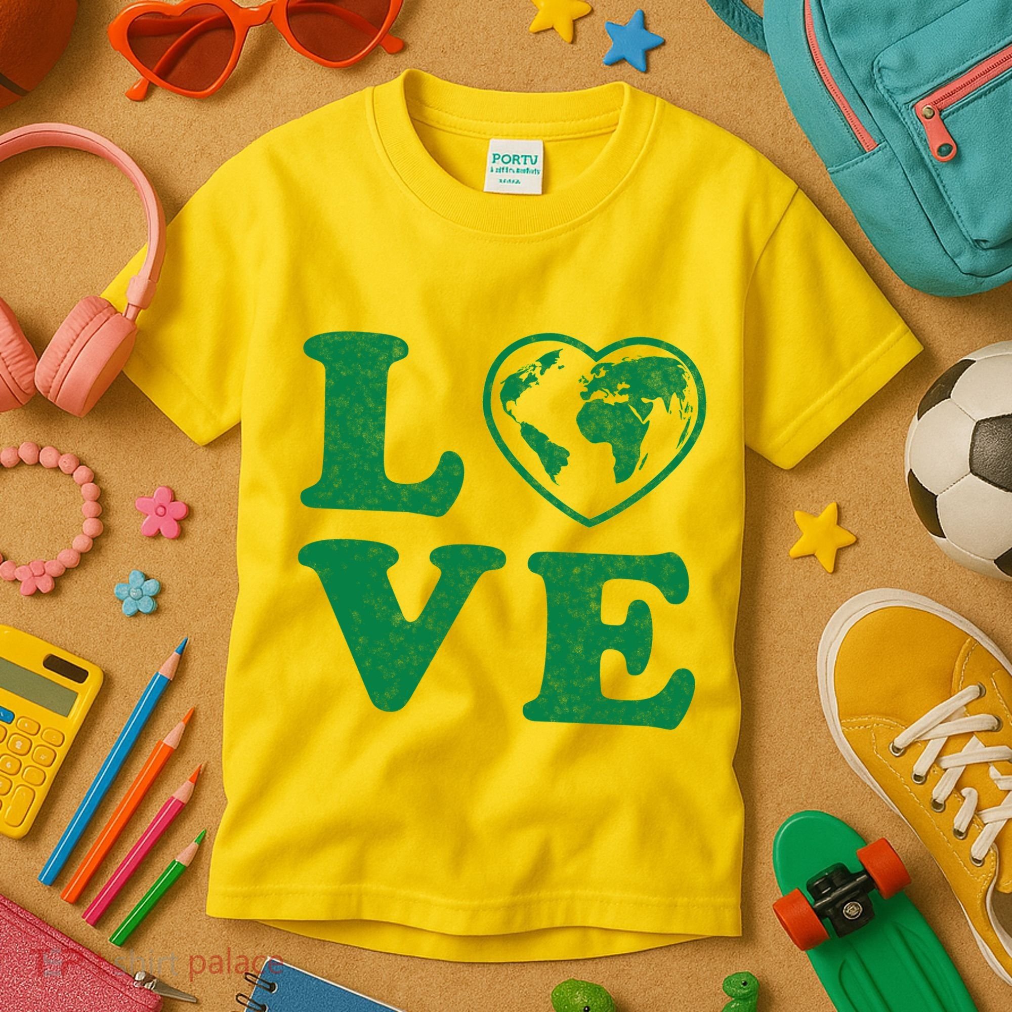 Love Earth Distressed Heart Kids T-Shirt