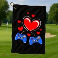 Love Gaming Video Games Funny Golf Towel thumb 1
