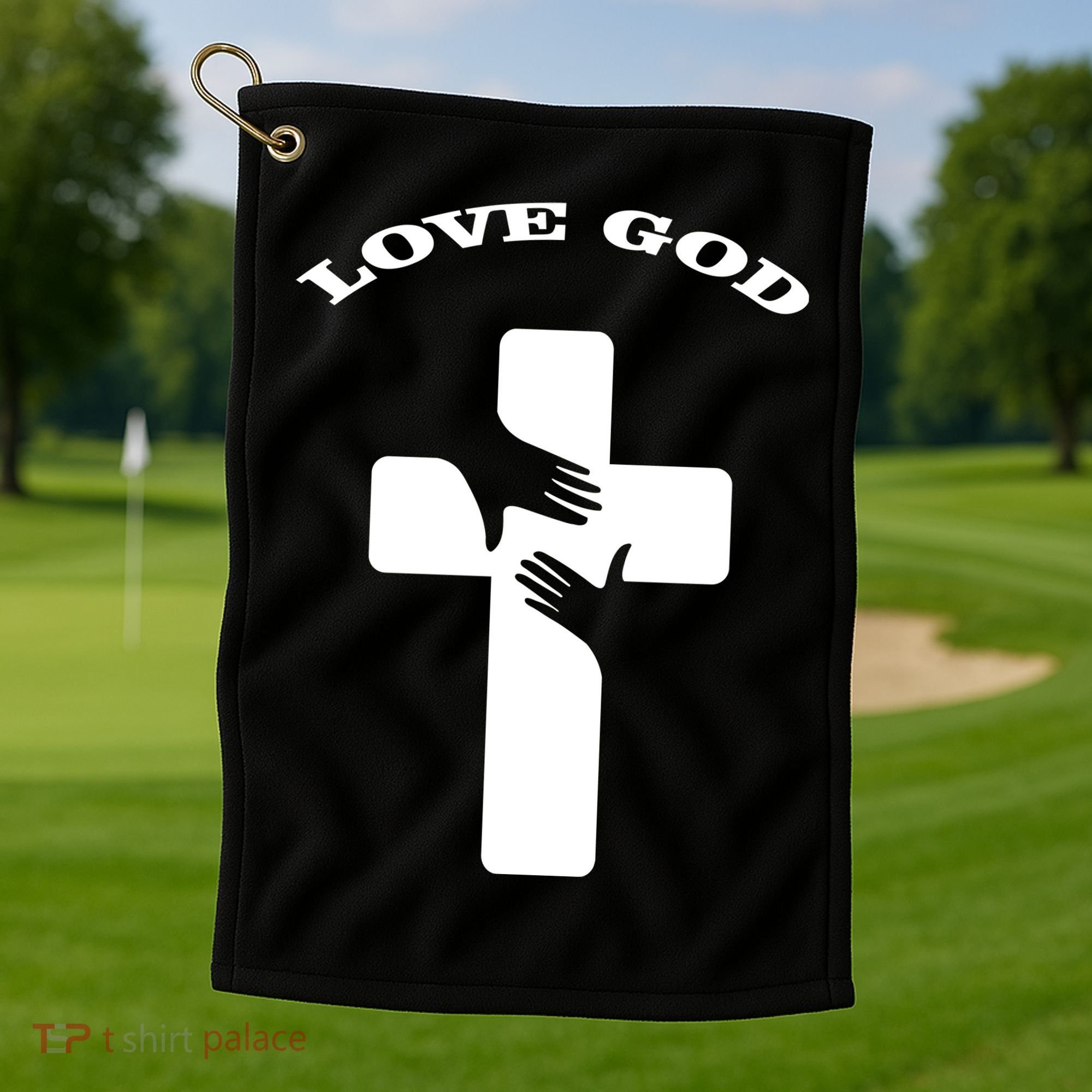 Love God Cross Golf Towel