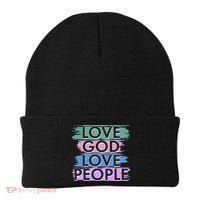 Love God Love People Religious Christian Faith Beanie thumb 0