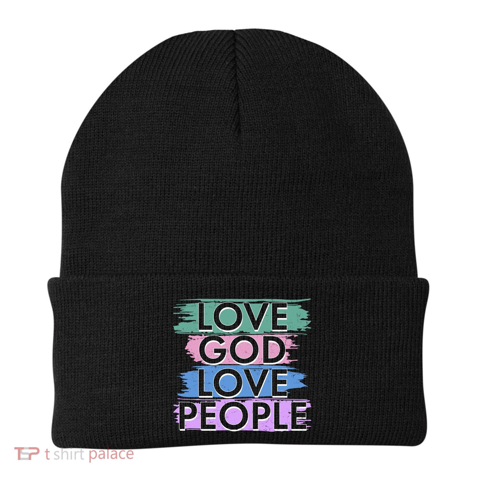 Love God Love People Religious Christian Faith Beanie