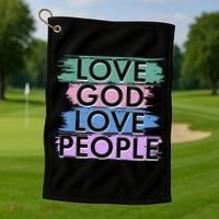 Love God Love People Religious Christian Faith Golf Towel thumb 1