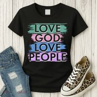 Love God Love People Religious Christian Faith Women's T-Shirt thumb 3
