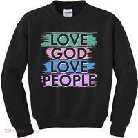 Love God Love People Religious Christian Faith Kids Sweatshirt thumb 0
