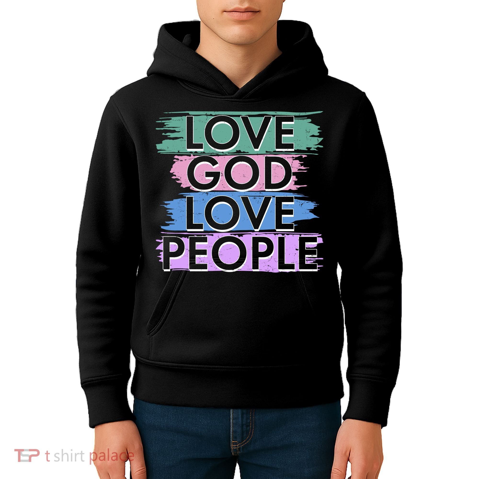 Love God Love People Religious Christian Faith Kids Hoodie