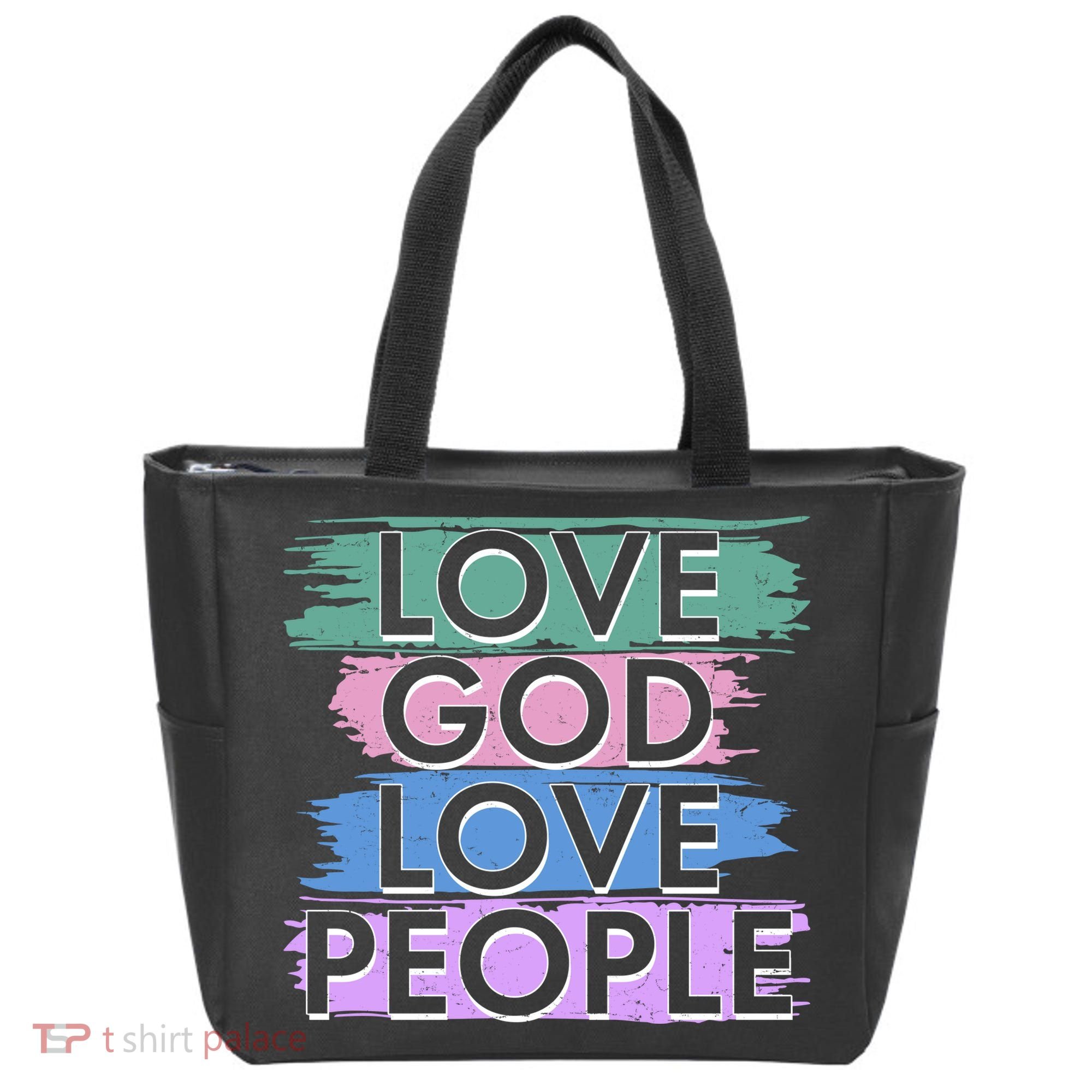 Love God Love People Religious Christian Faith Tote Bag