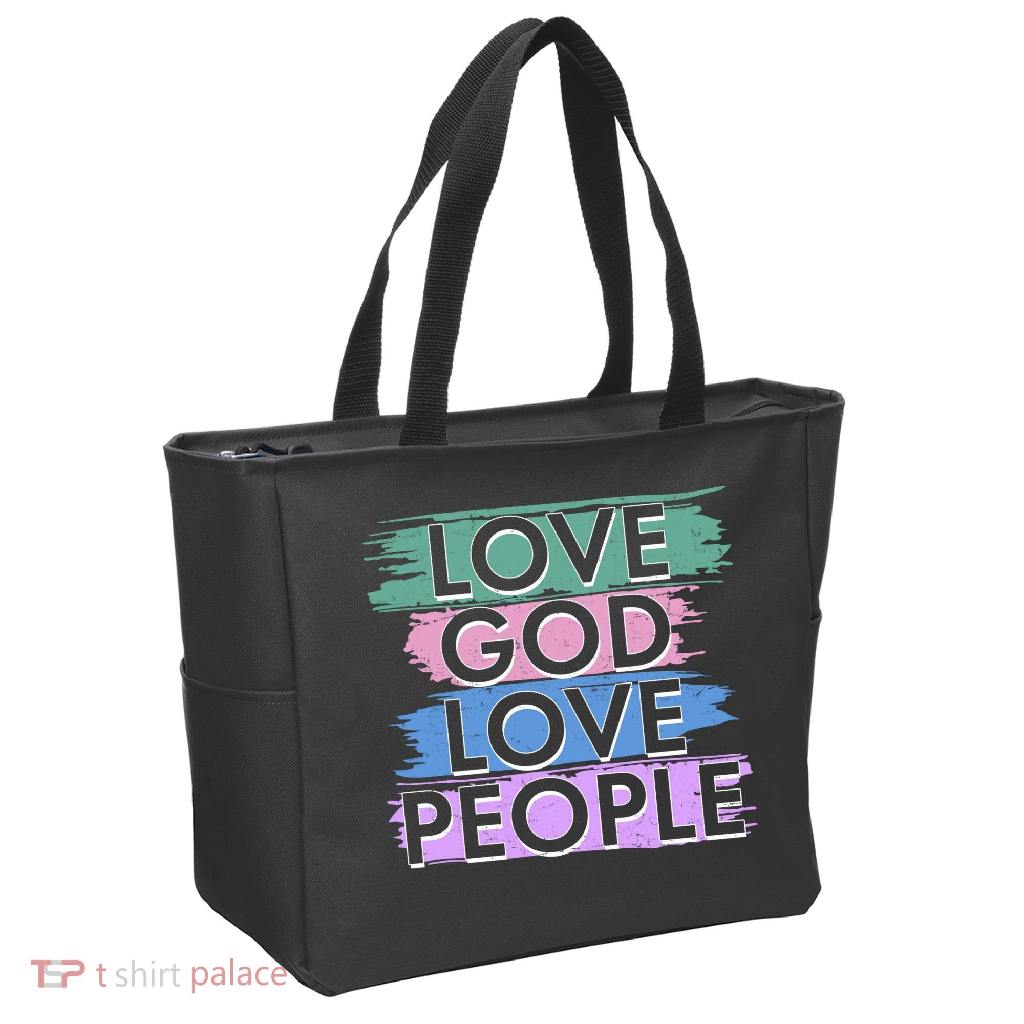 Love God Love People Religious Christian Faith Tote Bag