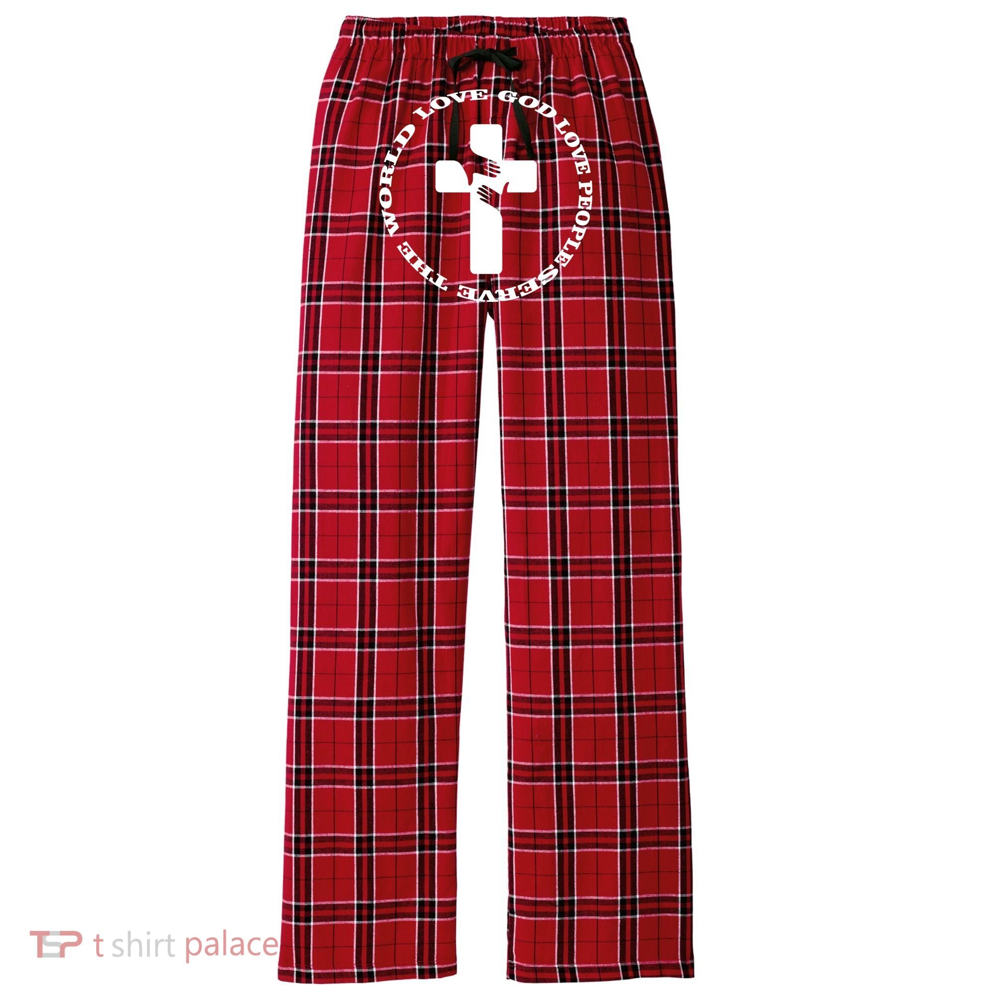 Love God People The World Women's Flannel Plaid Pajama Pants