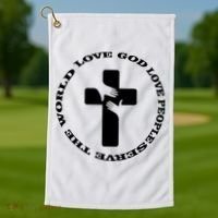 Love God People The World Golf Towel thumb 1