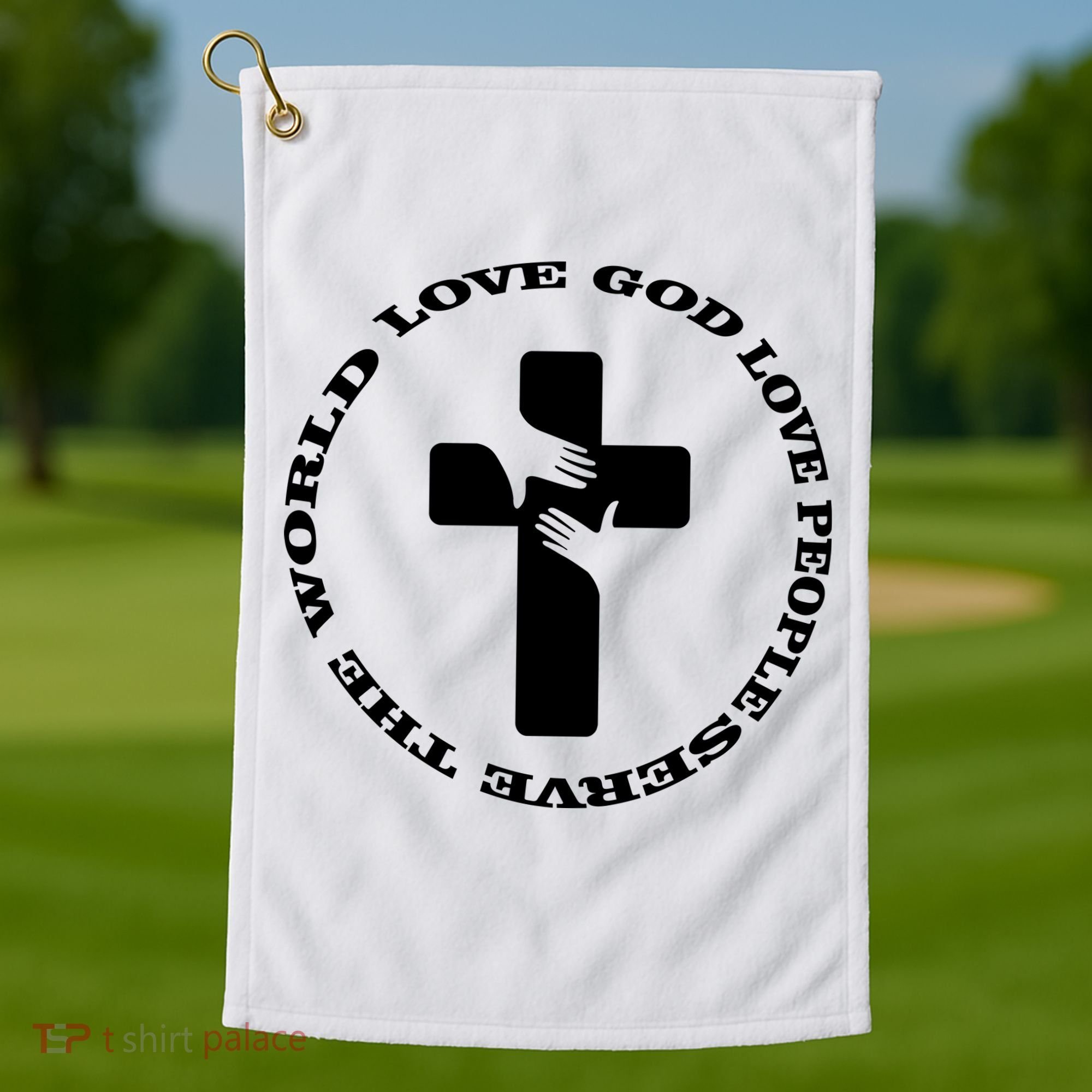 Love God People The World Golf Towel