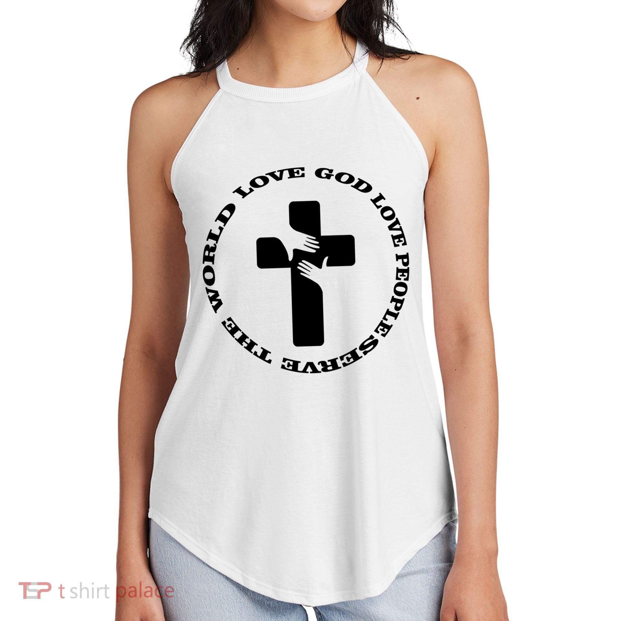 Love God People The World Women's Perfect Tri Rocker Tank