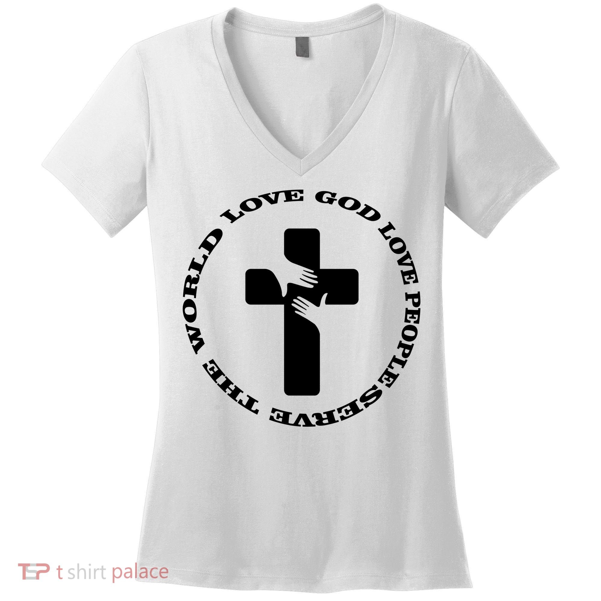 Love God People The World Women's V-Neck T-Shirt