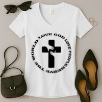 Love God People The World Women's V-Neck T-Shirt thumb 2