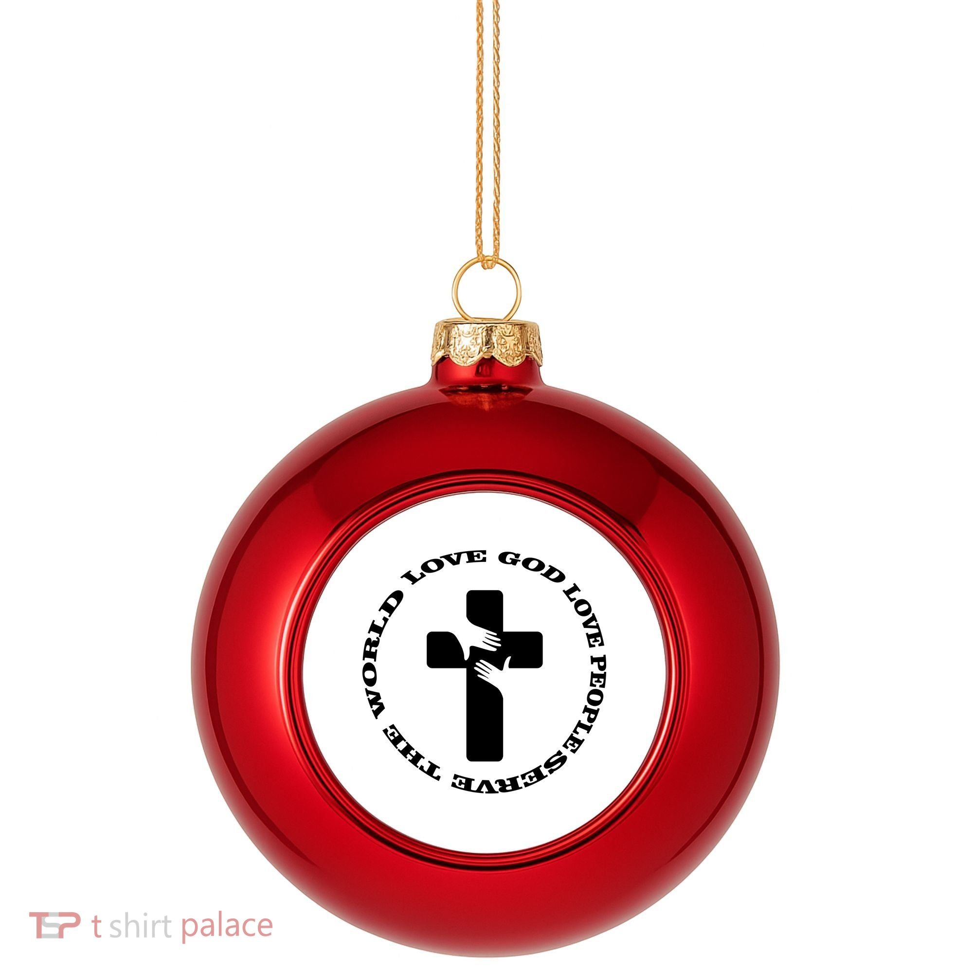 Love God People The World Plastic Christmas Ball Ornament