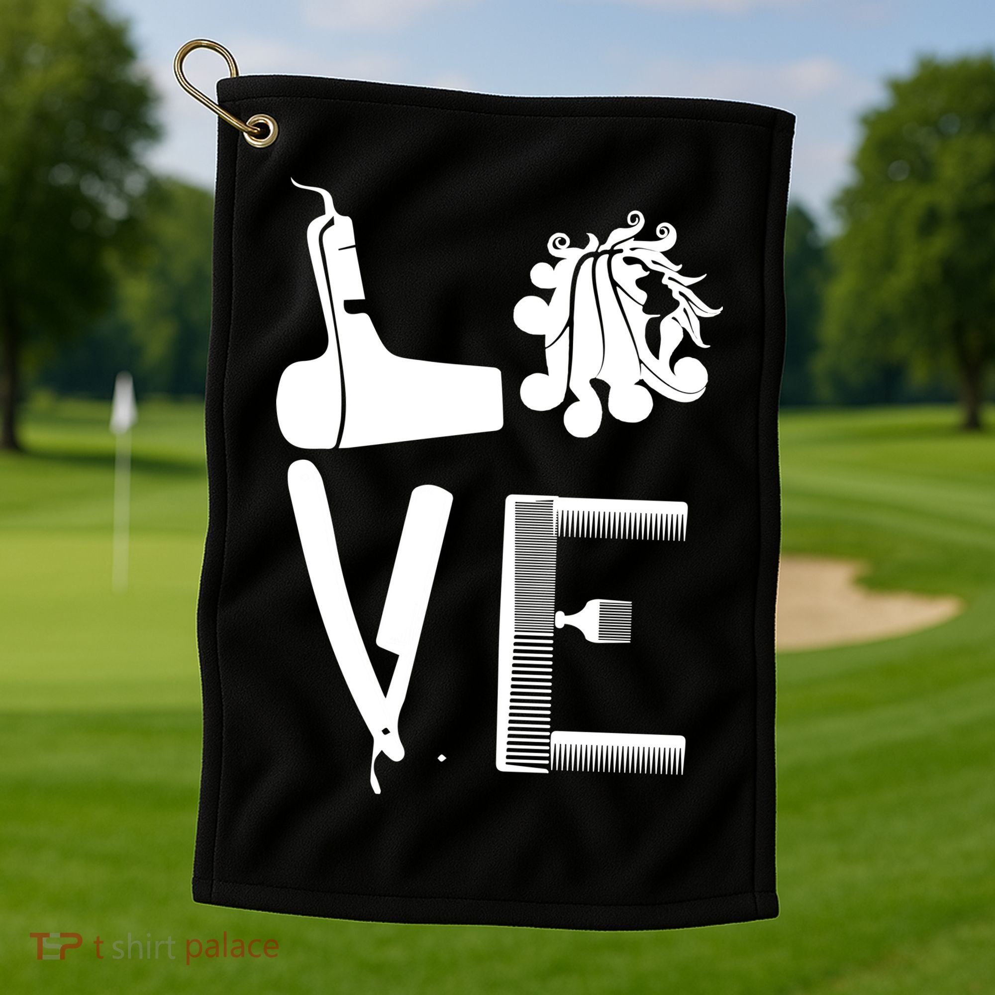 Love Hairstylist Golf Towel