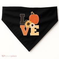 LOVE Halloween Autumn Floral USA-Made Doggie Bandana thumb 0